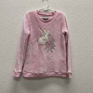 Lightning Bug Toddler Girls Size 8 Unicorn Sweatshirt Pink Sequins Fuzzy Cozy